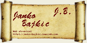 Janko Bajkić vizit kartica